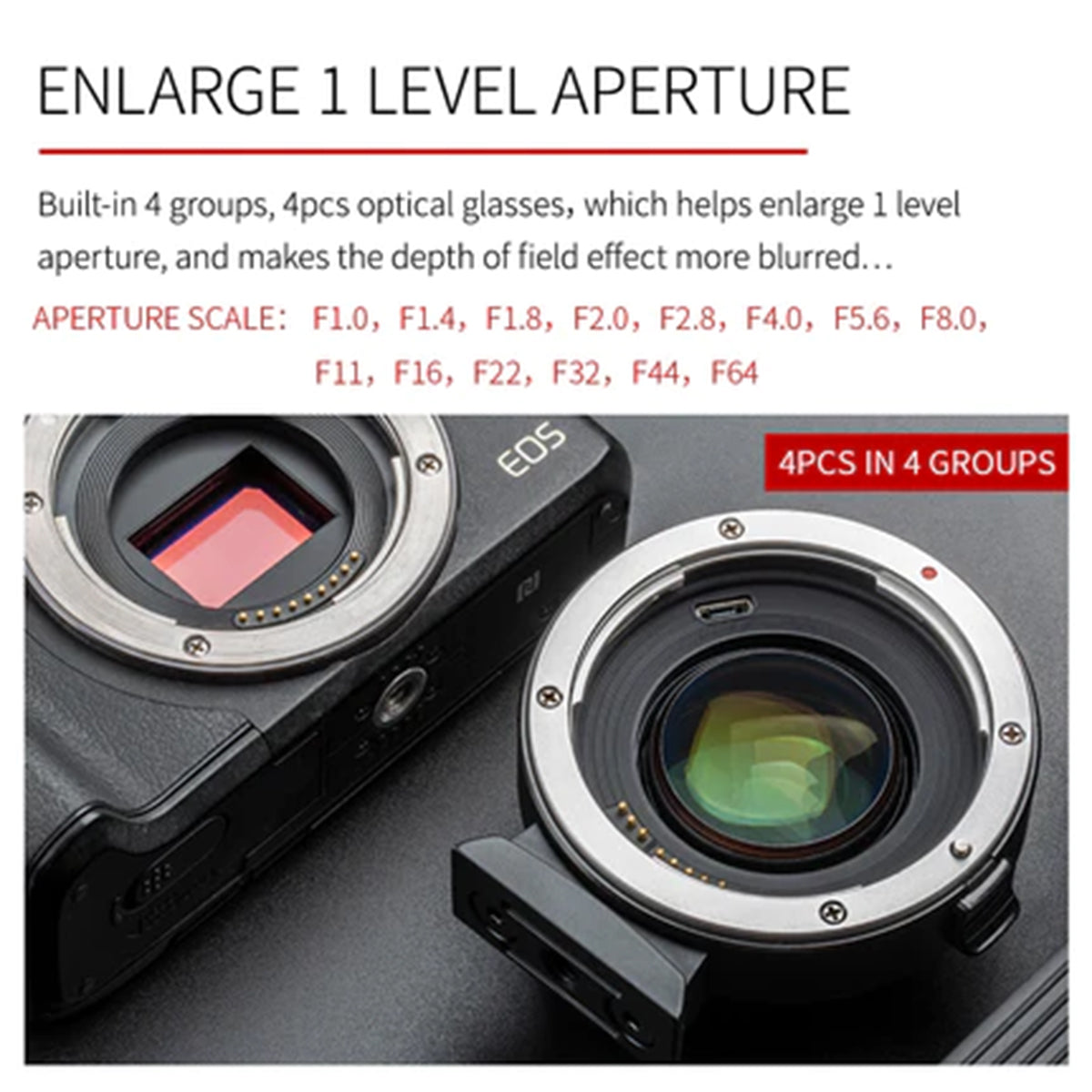 Viltrox Lens Adaptor - Canon EF & EF-S lens to Canon EOS M Camera +1 f-stop