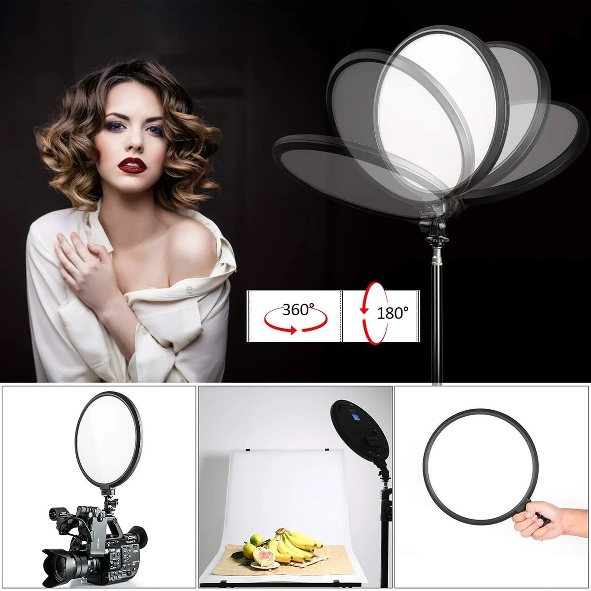 Viltrox VL-500T,  2000 Lumens 25W Round LED Light, Adjustable Power & Color