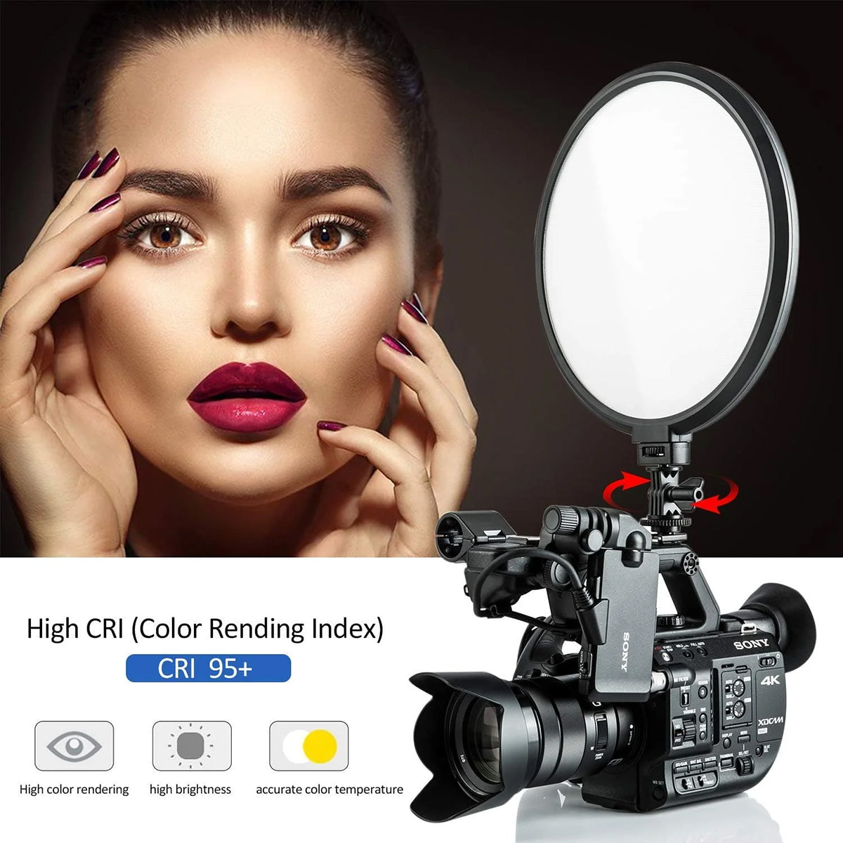 Viltrox VL-500T,  2000 Lumens 25W Round LED Light, Adjustable Power & Color